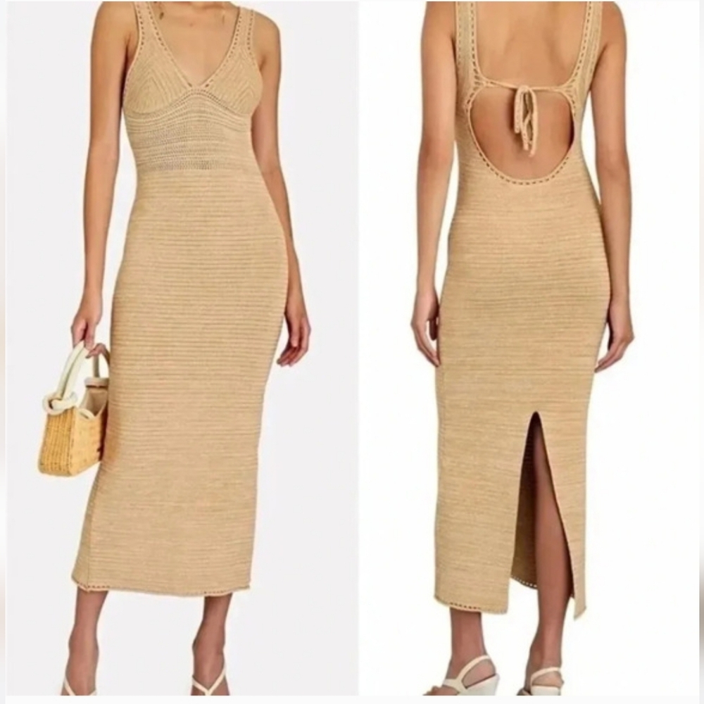 Ronny Kobo Collection Beige Midi Spring Summer Vacation Festival Dress M